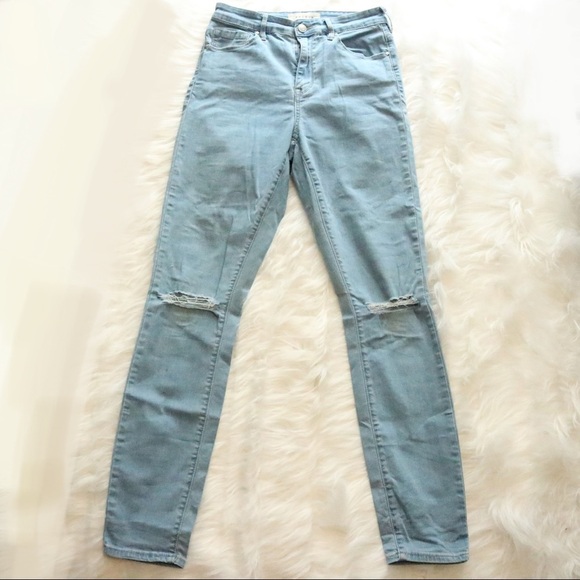 PacSun Light Blue Denim Ripped High Rise Skinny Jeans - Picture 2 of 6
